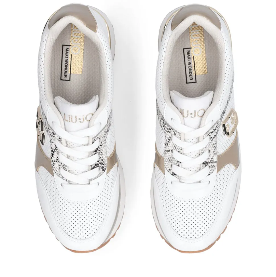 Sneakers Super Platform Donna LIU JO Maxi Wonder Plus 02 Bis in Pelle Traforata Bianca