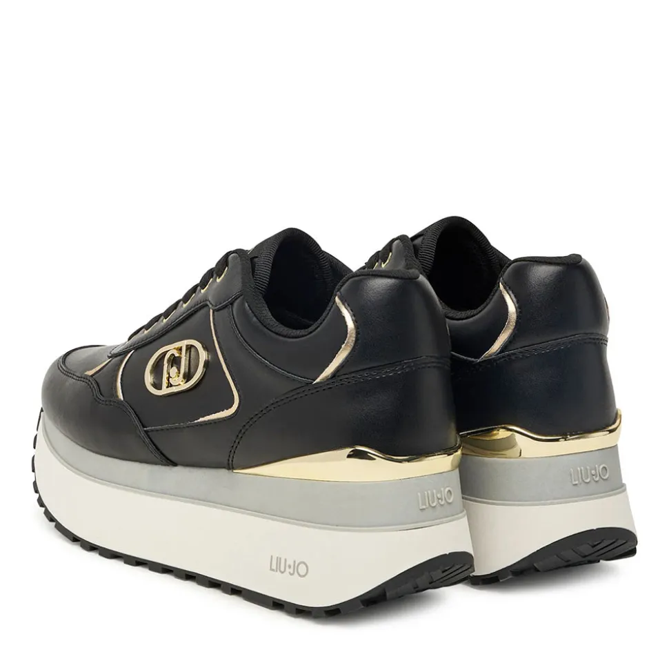 Sneakers Super Platform Donna LIU JO Maxi Wonder Plus 01 in Pelle Nera