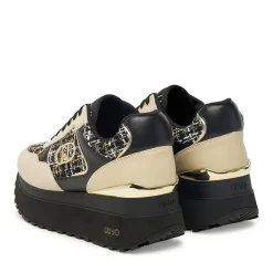 Sneakers Super Platform Donna LIU JO Maxi Wonder Plus 01 in Pelle Suede e Tessuto Rope Black