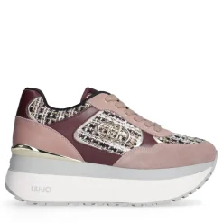 Sneakers Super Platform Donna LIU JO Maxi Wonder Plus 01 in Pelle Suede e Tessuto Rose e Cremisi