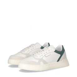 Sneakers Uomo LIU JO Boy 02 in Pelle Bottalata Bianca con Dettaglio Verde