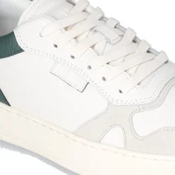 Sneakers Uomo LIU JO Boy 02 in Pelle Bottalata Bianca con Dettaglio Verde