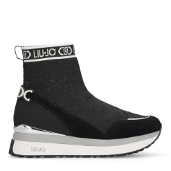 Sock Sneakers Donna LIU JO Maxi Wonder 93 in Tessuto Stretch e Suede Nero