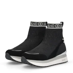 Sock Sneakers Donna LIU JO Maxi Wonder 93 in Tessuto Stretch e Suede Nero