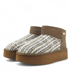 Stivaletti Donna Platform Imbottiti LIU JO Jane 01 in Suede e Tessuto Boucle Marrone