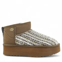 Stivaletti Donna Platform Imbottiti LIU JO Jane 01 in Suede e Tessuto Boucle Marrone
