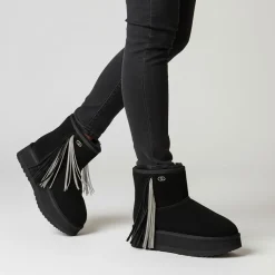 Stivaletti Donna Platform Imbottiti LIU JO Jane 09 in Suede Nero con Frange