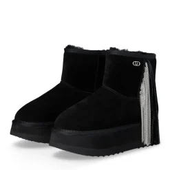 Stivaletti Donna Platform Imbottiti LIU JO Jane 09 in Suede Nero con Frange