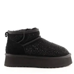 Stivaletti Imbottiti Platform S by MASSIMO SANTINI linea Spilla 01 in Velour Nero con Strass