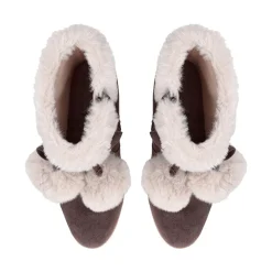 Stivali Donna Imbottiti con Zeppa LIU JO Rania 01 in Suede Marrone con Pon Pon