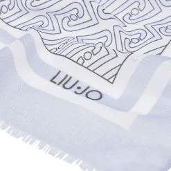 Stola Donna 70 x 180 cm LIU JO in Tessuto Denim Chiaro stampa LJ All Over