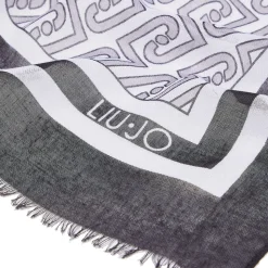 Stola Donna 70 x 180 cm LIU JO in Tessuto Nero stampa LJ All Over