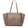 Tote Bag Large Donna LIU JO effetto Bottalato Marrone con Logo Ricamato