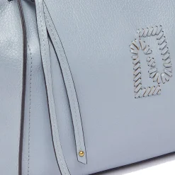 Tote Bag Large Donna LIU JO effetto Bottalato Azzurro con Logo Ricamato