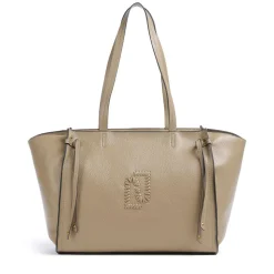 Tote Bag Large Donna LIU JO effetto Bottalato color Fango con Logo Ricamato