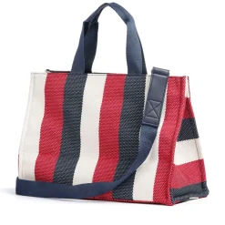 Tote Bag Large LIU JO in Canvas a Righe Blu Scuro