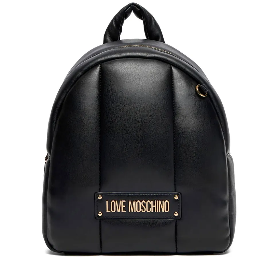 Zaino Donna LOVE MOSCHINO linea Puffy Logo Trapuntato Imbottito Nero