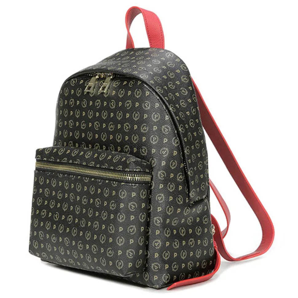Zaino Donna POLLINI linea Heritage Logo Classic Nero e Lacca