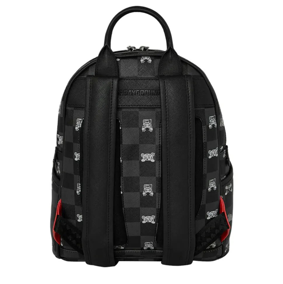 Zaino Small SPRAYGROUND stampa Gray Peeking Character Check Savage