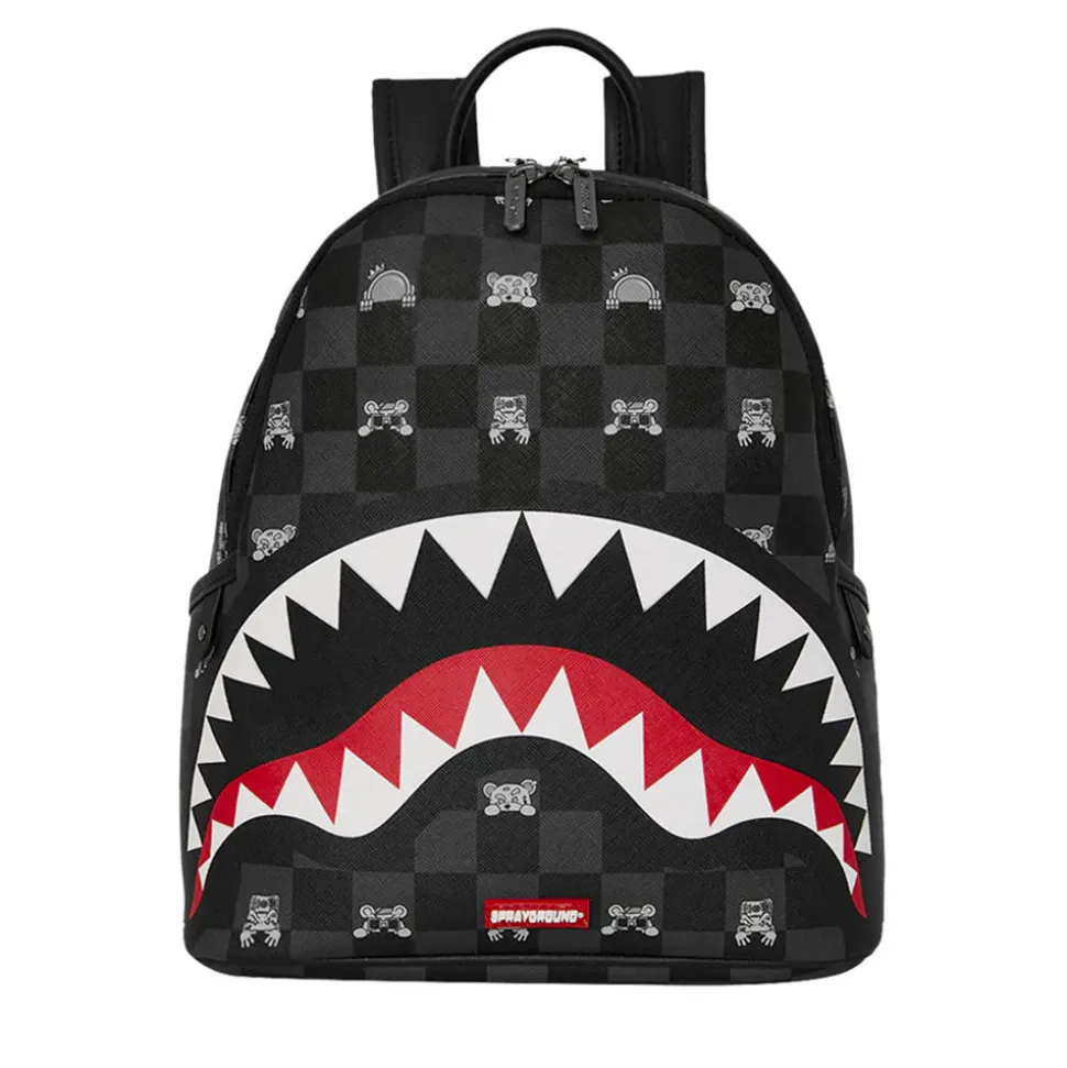 Zaino Small SPRAYGROUND stampa Gray Peeking Character Check Savage