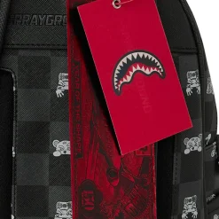 Zaino Small SPRAYGROUND stampa Gray Peeking Character Check Savage